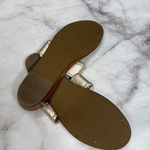 Jack Rogers Flat Sandals Gold Metallic Womens Size 10 M Preppy Beach - Picture 4 of 5